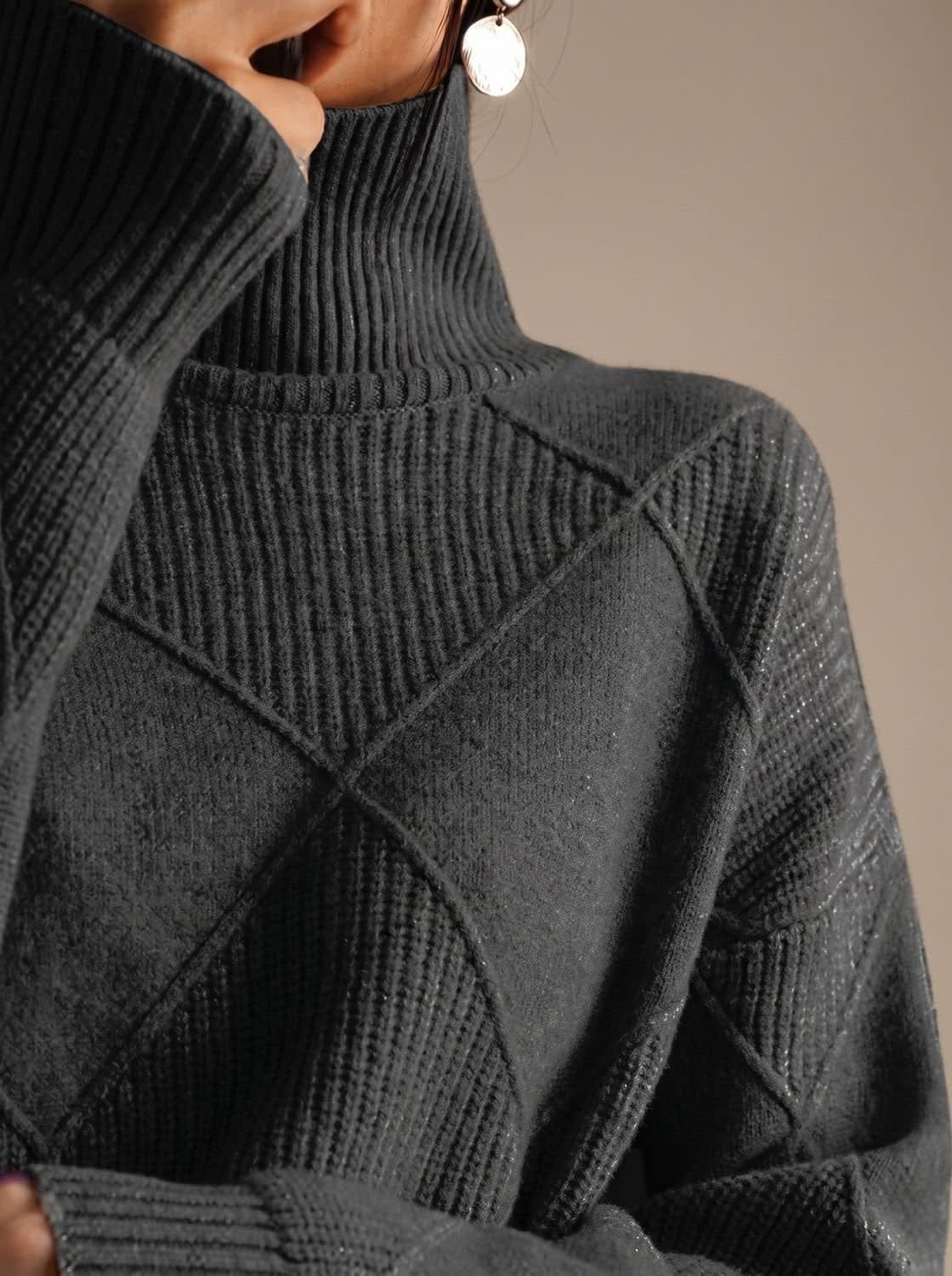 Women's Geometric Knit Turtleneck Sweater | Winstanley_12