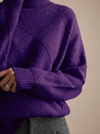 Women's Geometric Knit Turtleneck Sweater | Winstanley_14