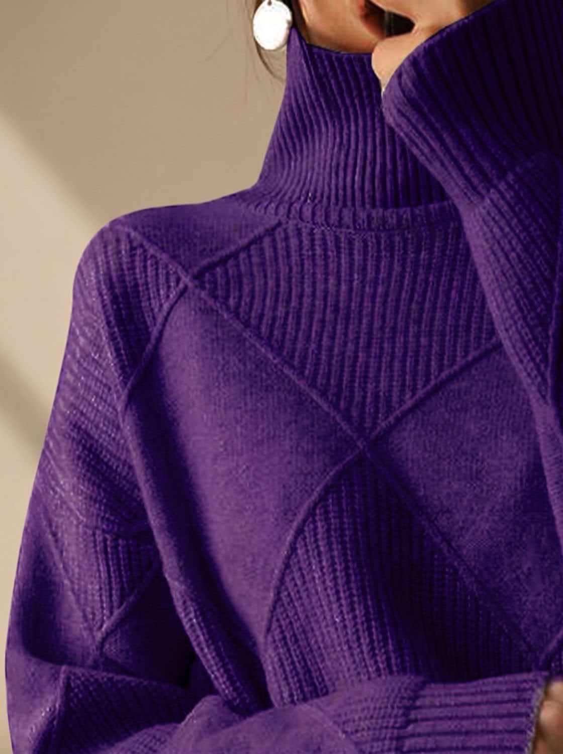 Women's Geometric Knit Turtleneck Sweater | Winstanley_15