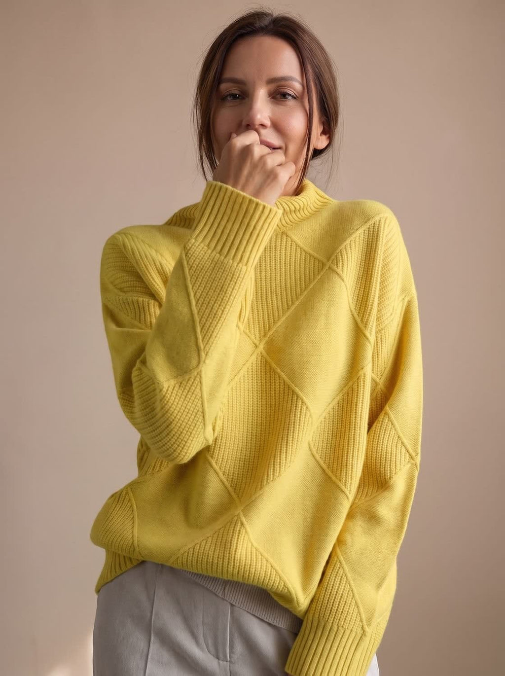 Women's Geometric Knit Turtleneck Sweater | Winstanley_17