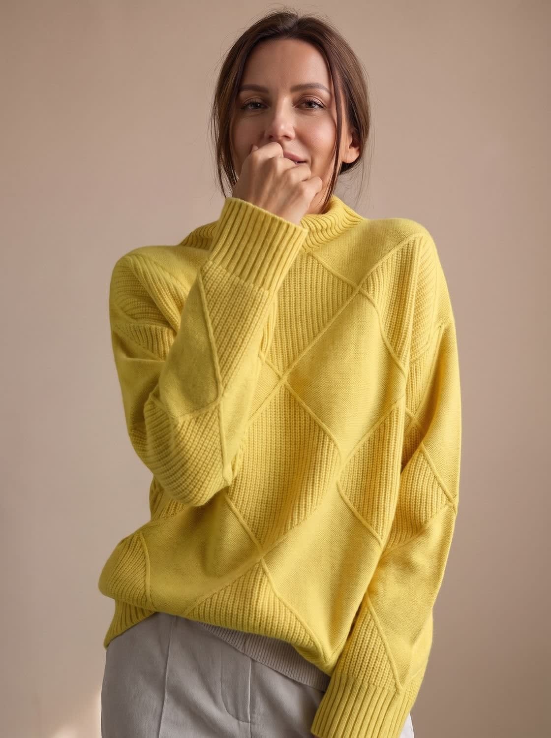 Women's Geometric Knit Turtleneck Sweater | Winstanley_17