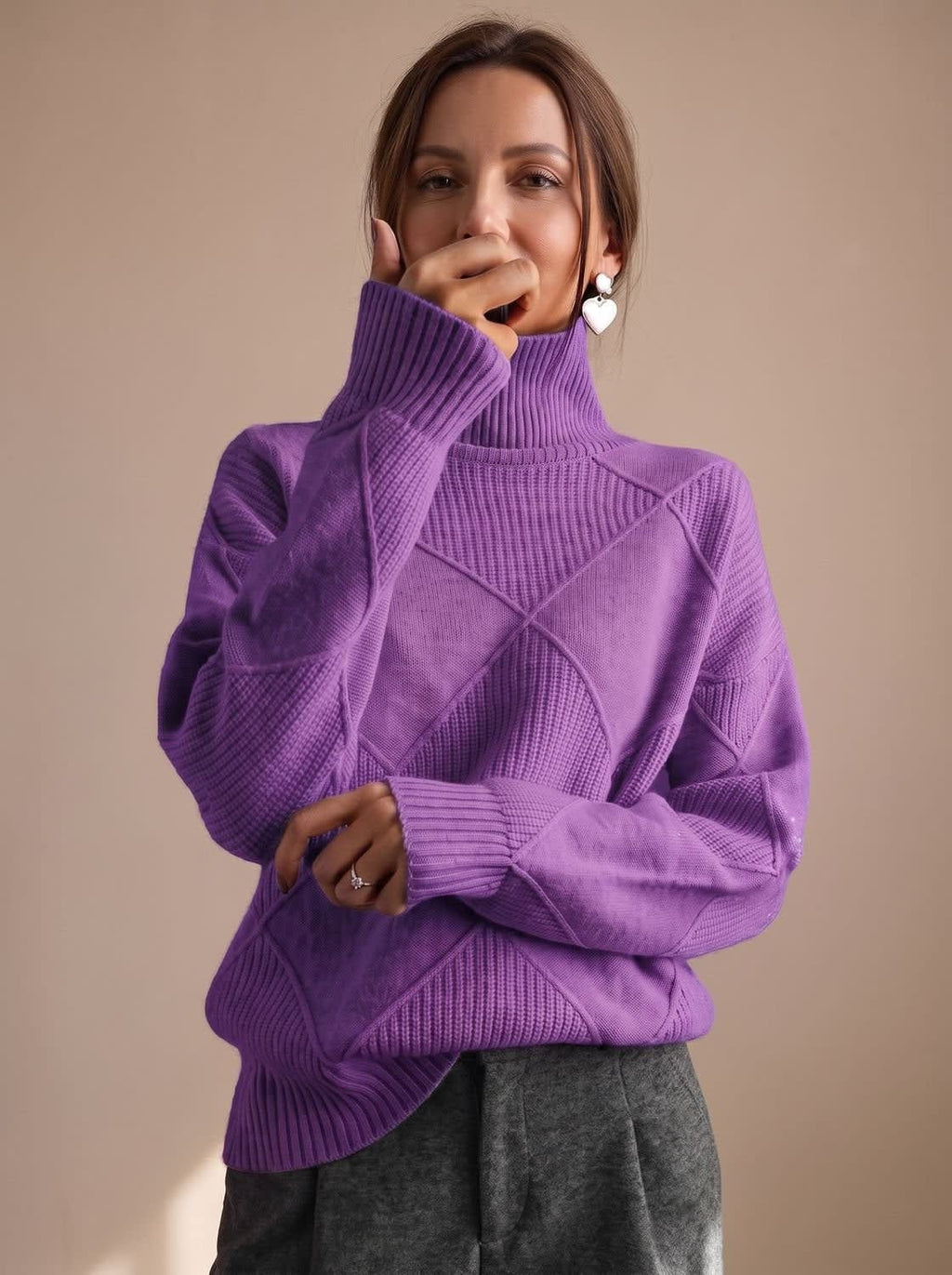 Women's Geometric Knit Turtleneck Sweater | Winstanley_4