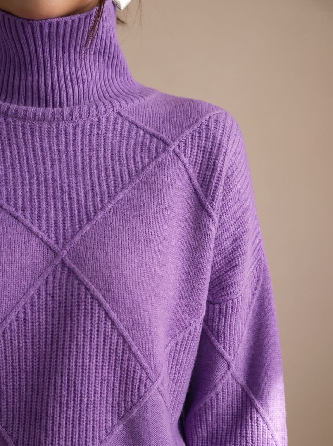 Women's Geometric Knit Turtleneck Sweater | Winstanley_5