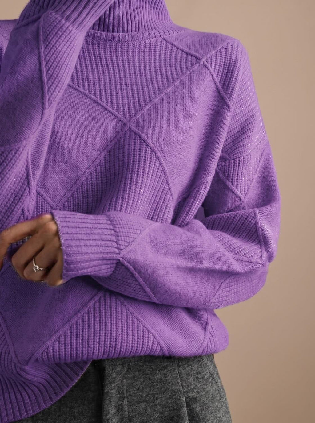 Women's Geometric Knit Turtleneck Sweater | Winstanley_6
