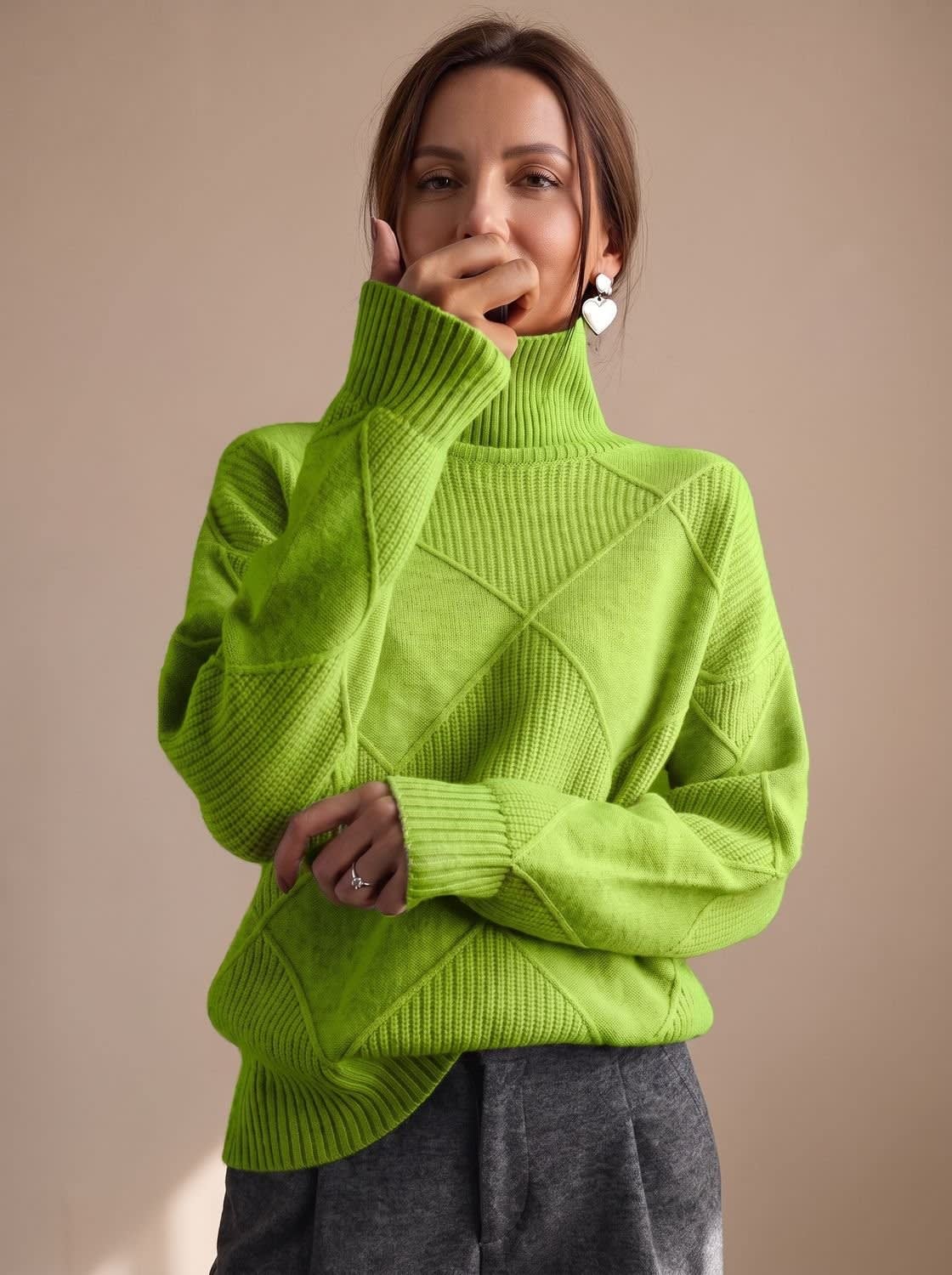 Women's Geometric Knit Turtleneck Sweater | Winstanley_7