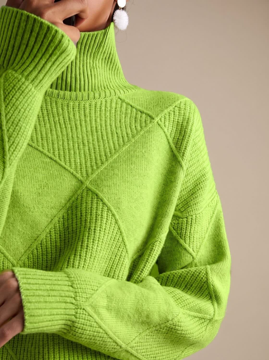 Women's Geometric Knit Turtleneck Sweater | Winstanley_9