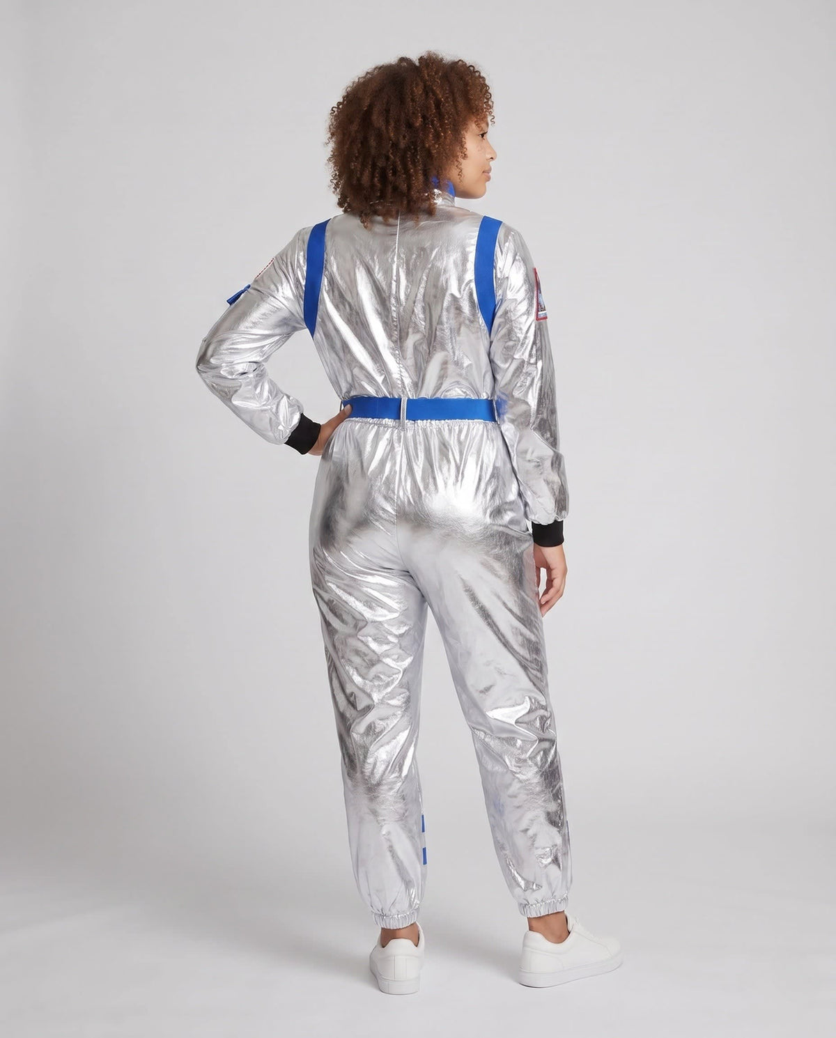 Women's Belted Metallic Astronaut Costume Jumpsuit | Whitmore_3