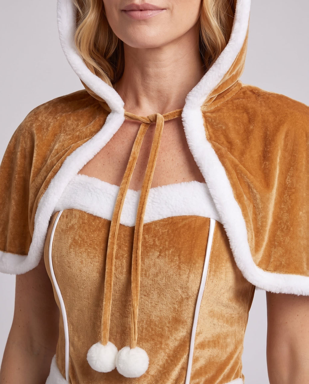 Women's Velvet Hooded Deer Costume Dress | Yattendon_2