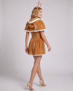 Women's Velvet Hooded Deer Costume Dress | Yattendon_3