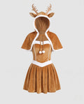 Women's Velvet Hooded Deer Costume Dress | Yattendon_4