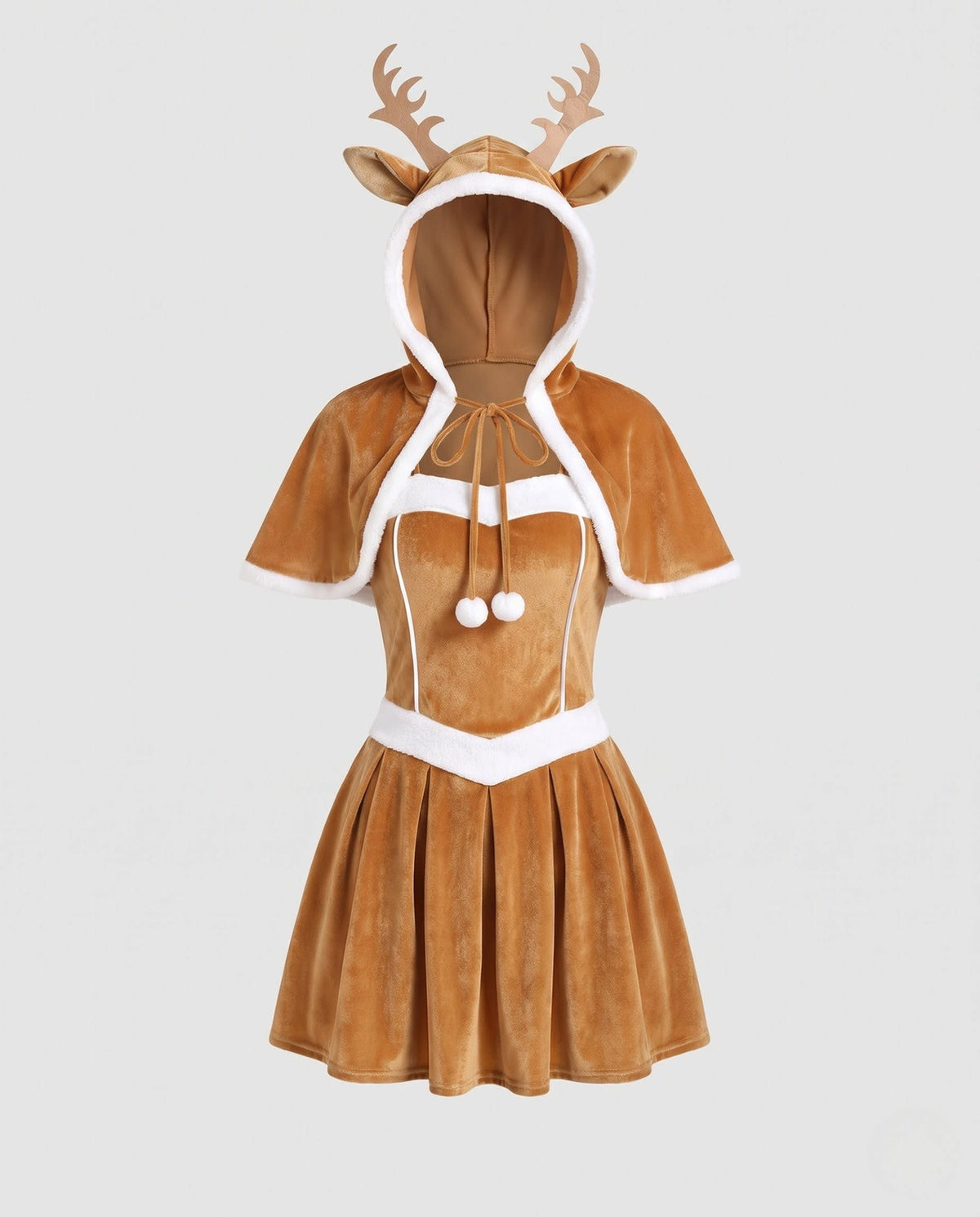Women's Velvet Hooded Deer Costume Dress | Yattendon_4