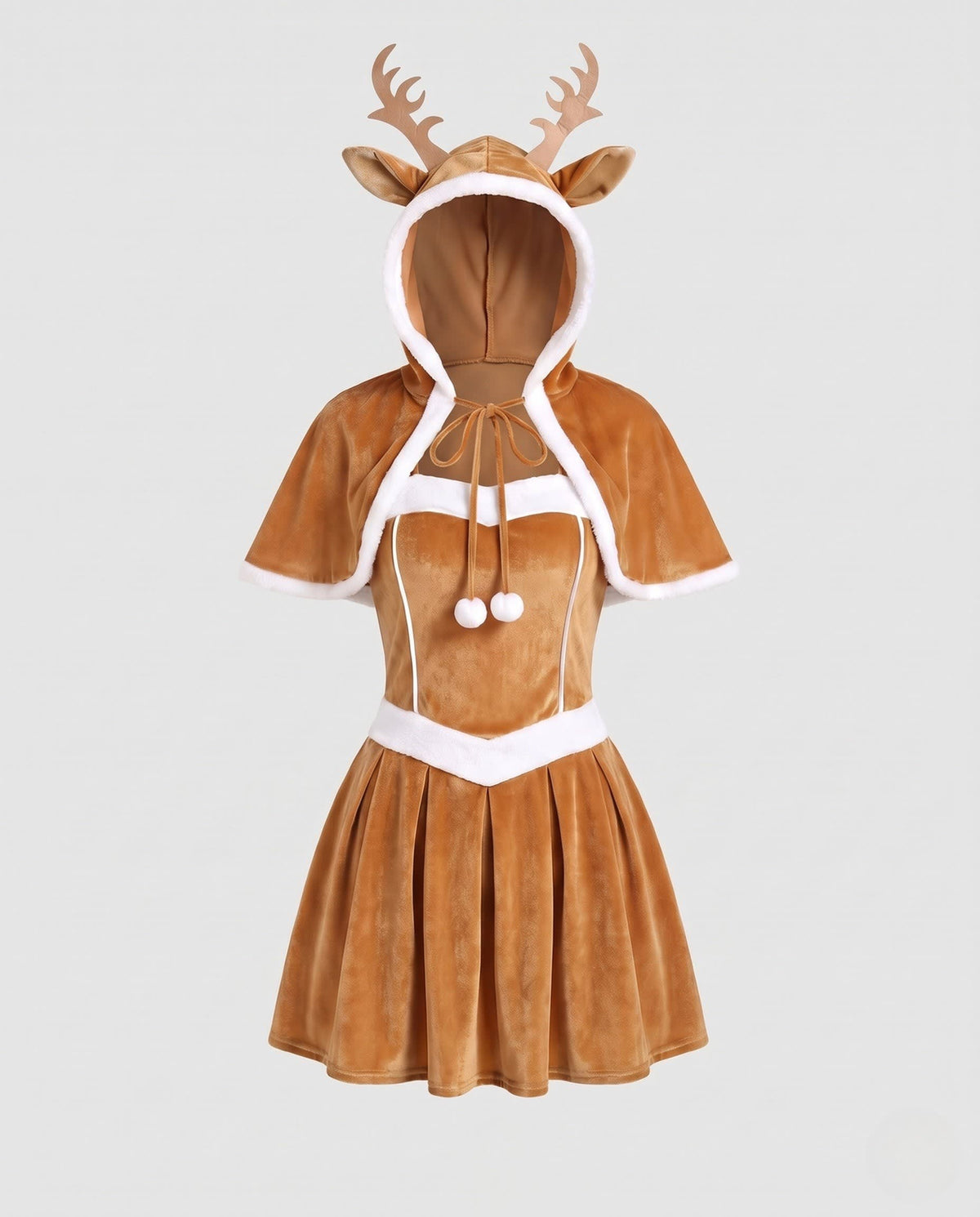 Women's Velvet Hooded Deer Costume Dress | Yattendon_5