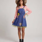 Women's Denim Pinafore Farmer Costume Set | Norwell_1