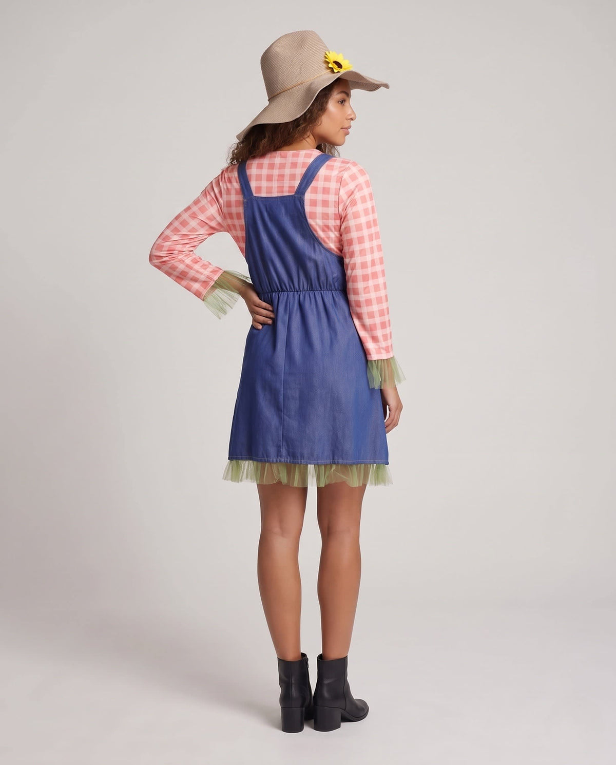 Women's Denim Pinafore Farmer Costume Set | Norwell_3