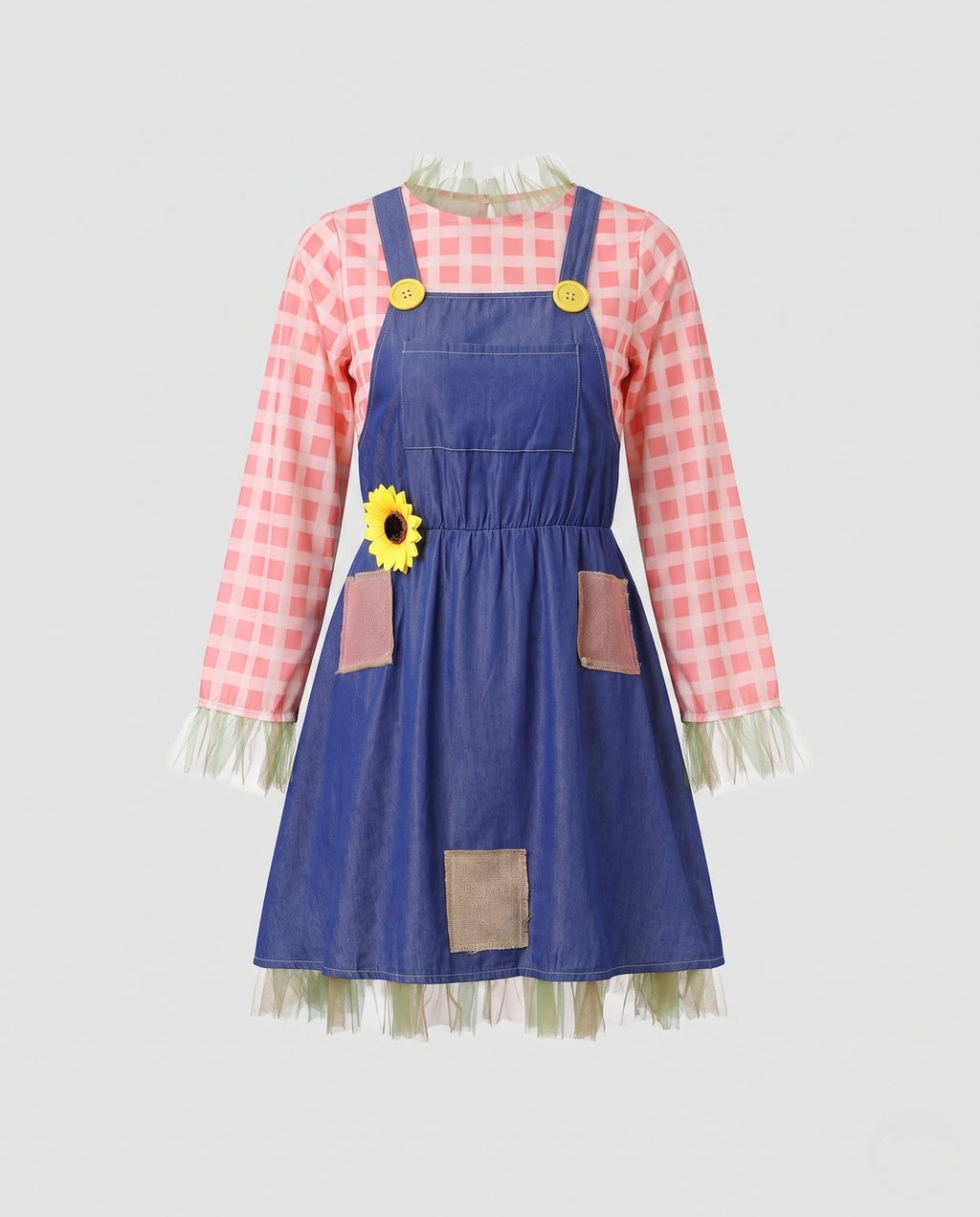 Women's Denim Pinafore Farmer Costume Set | Norwell_4