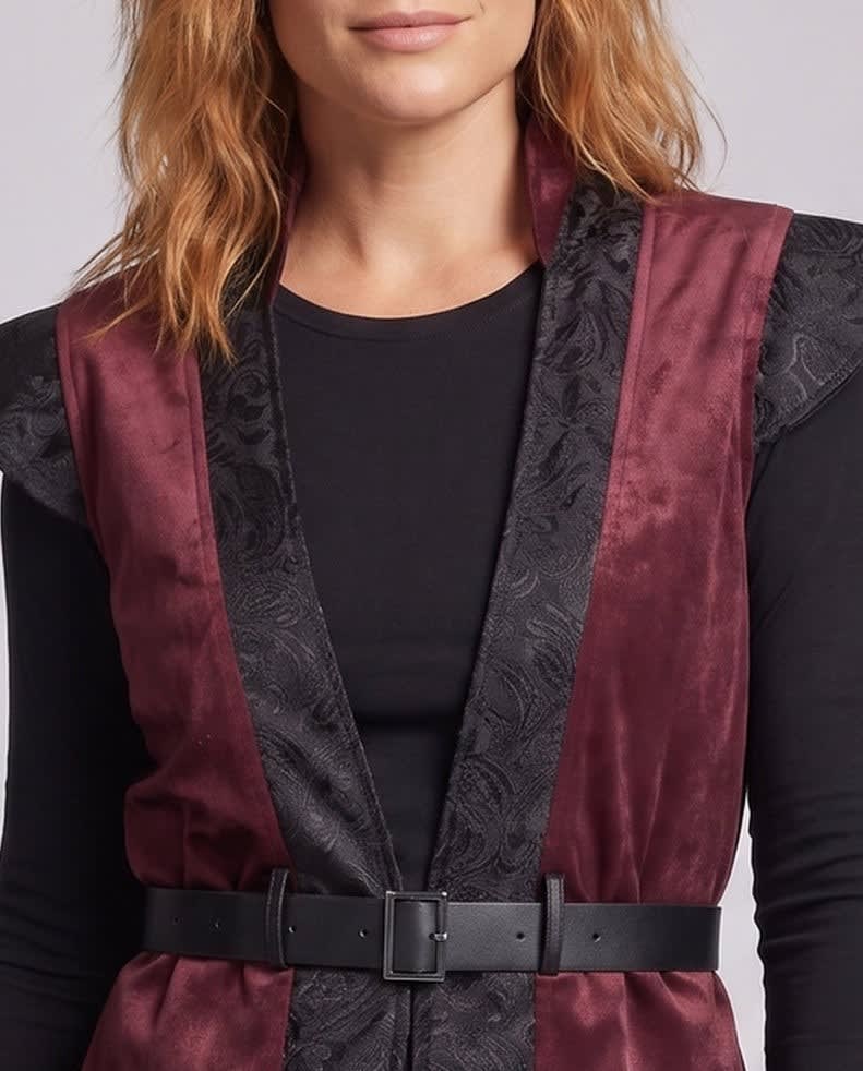 Women's Brocade Longline Belted Vest | Foxholme_3