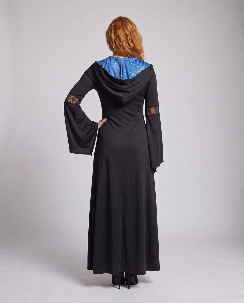 Women's Hooded Star Print Witch Costume Dress | Quainton_3