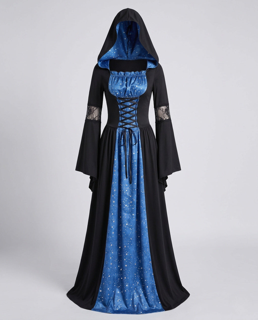 Women's Hooded Star Print Witch Costume Dress | Quainton_4