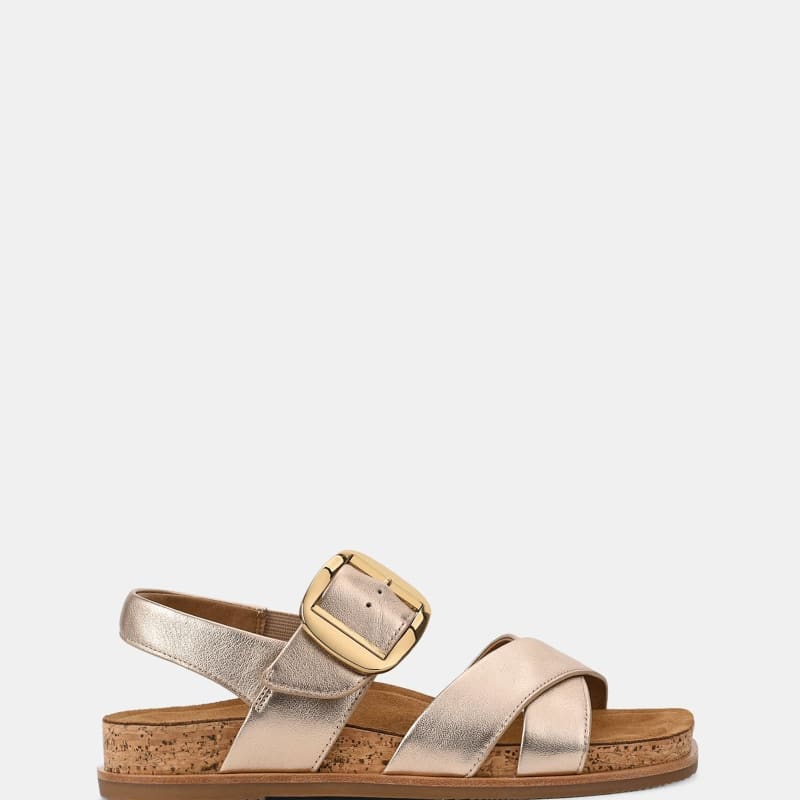 Women's Metallic Crossover Strap Sandals | Petronella_1