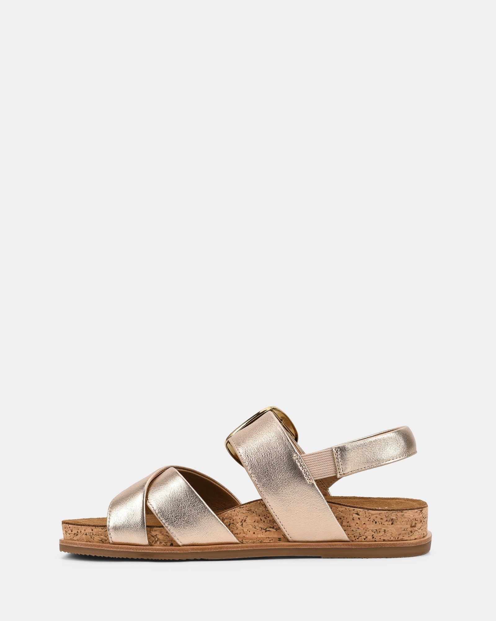 Women's Metallic Crossover Strap Sandals | Petronella_2
