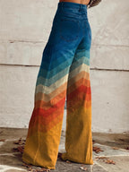 Women's Retro Chevron Wide Leg Pants | Fenella_2