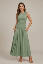 Women's Ruched Sleeveless Maxi Dress | Ione_3
