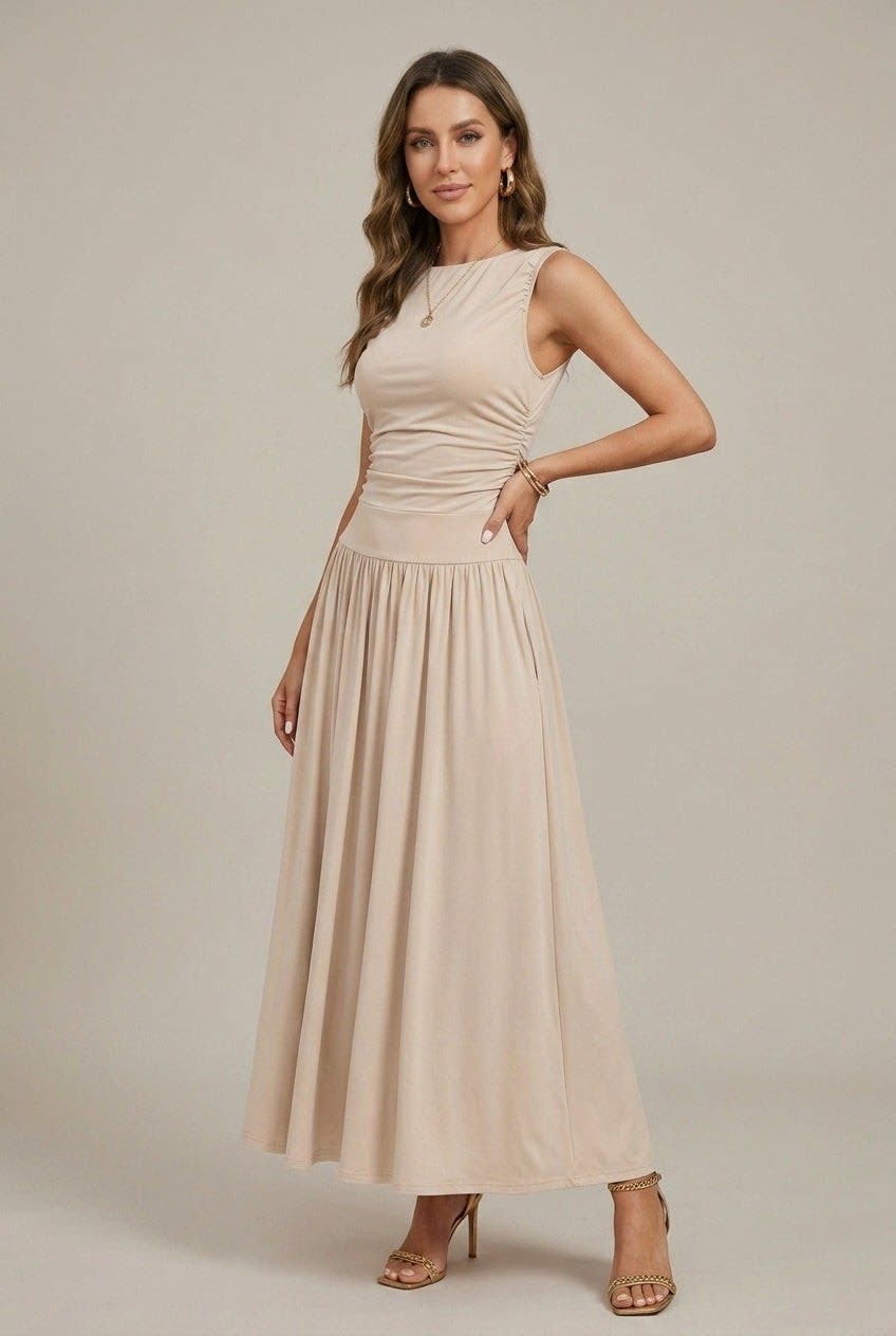 Women's Ruched Sleeveless Maxi Dress | Ione_6