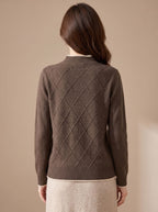 Women's Diamond Knit Mock Neck Sweater | Carminow_3