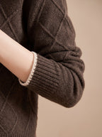 Women's Diamond Knit Mock Neck Sweater | Carminow_4