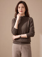 Women's Diamond Knit Mock Neck Sweater | Carminow_6