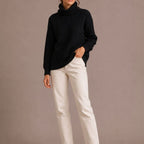 Women's Oversized Cable Knit Turtleneck Sweater | Oakhampton_1
