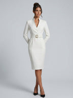 Women's Belted Wrap Midi Dress | Katherine_11