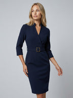 Women's Belted Wrap Midi Dress | Katherine_14