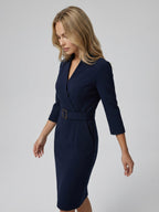 Women's Belted Wrap Midi Dress | Katherine_15
