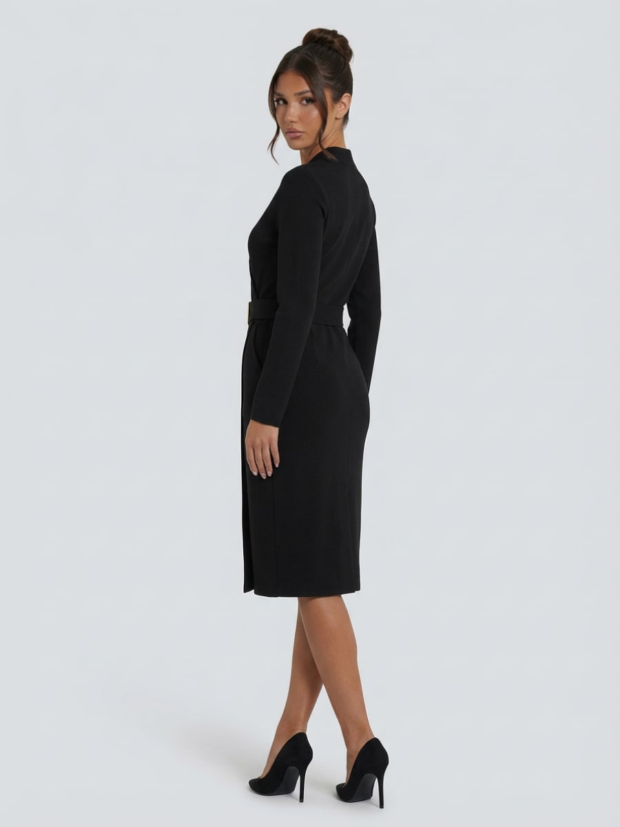 Women's Belted Wrap Midi Dress | Katherine_2