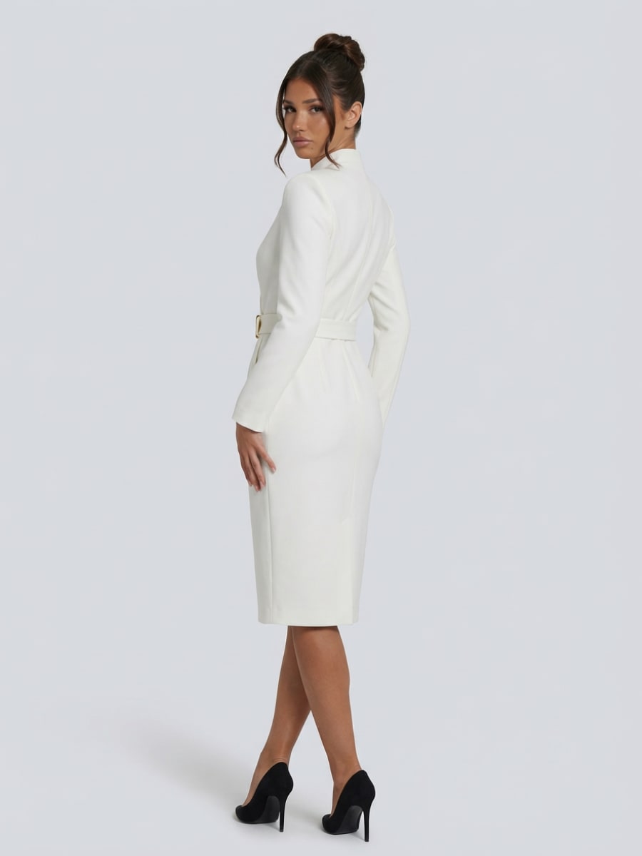 Women's Belted Wrap Midi Dress | Katherine_7