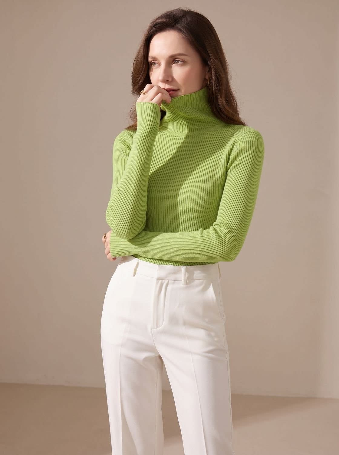 Women's Stretch Ribbed Turtleneck Top | Haverleigh_4