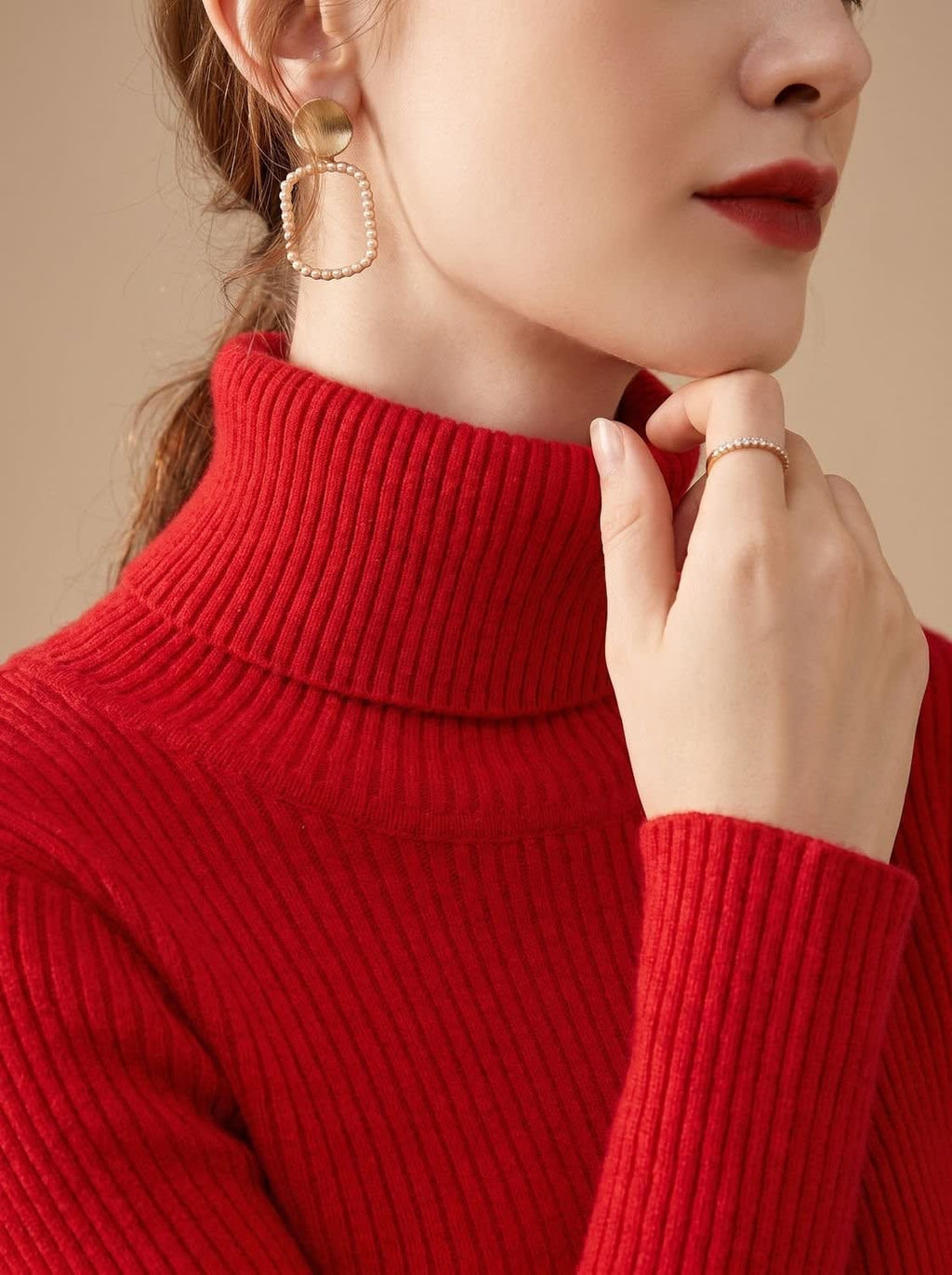 Women's Stretch Ribbed Turtleneck Top | Haverleigh_7