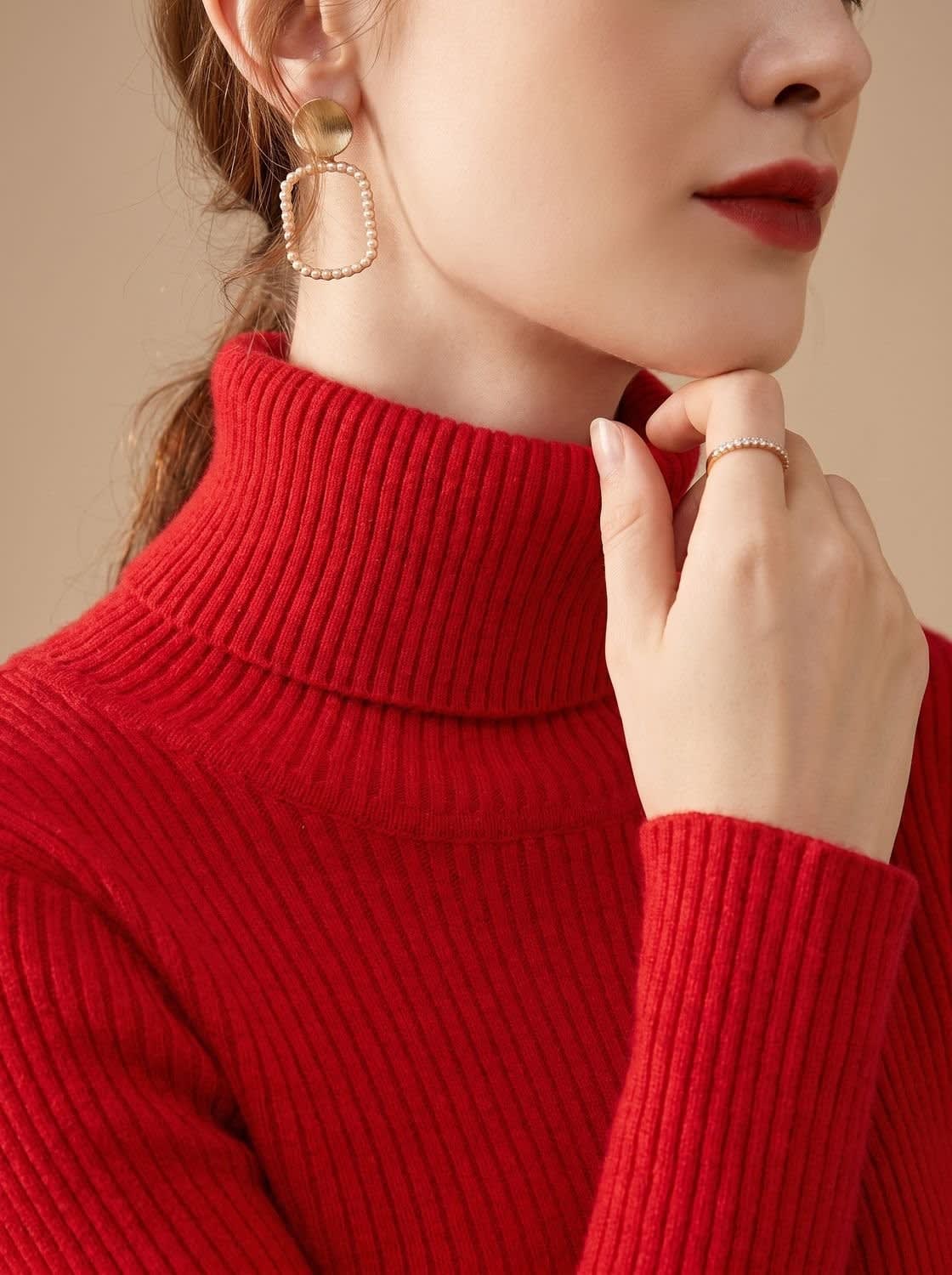 Women's Stretch Ribbed Turtleneck Top | Haverleigh_7