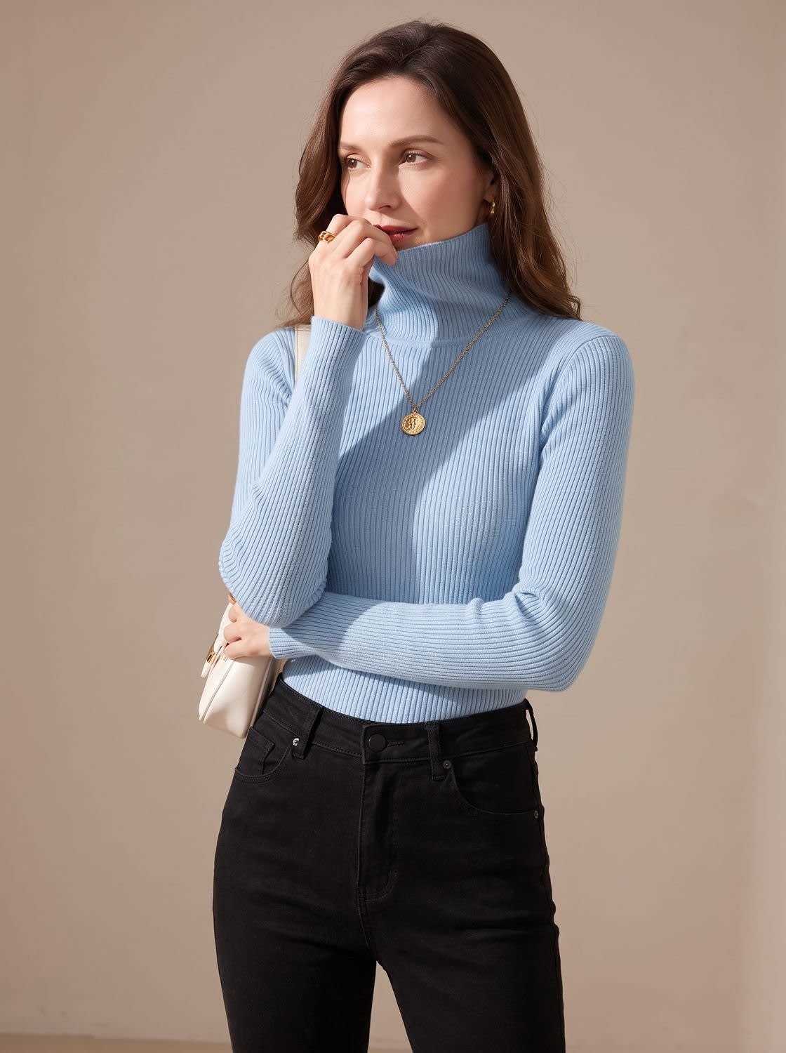 Women's Stretch Ribbed Turtleneck Top | Haverleigh_8