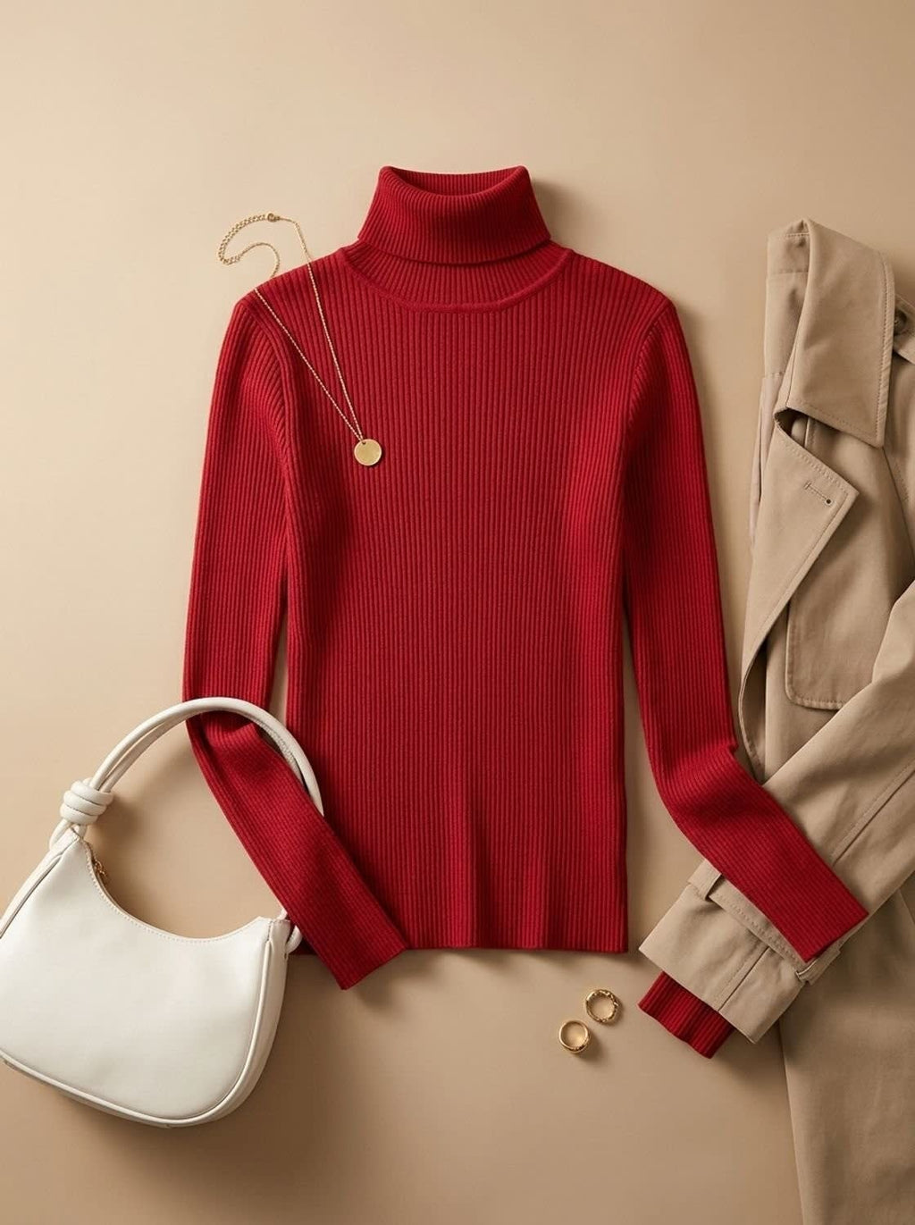 Women's Stretch Ribbed Turtleneck Top | Haverleigh_9