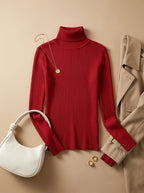 Women's Stretch Ribbed Turtleneck Top | Haverleigh_9