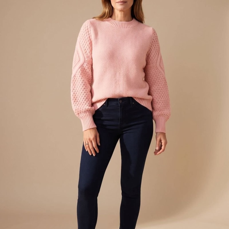 Women's Cable Knit Lantern Sleeve Sweater | Merecroft_1