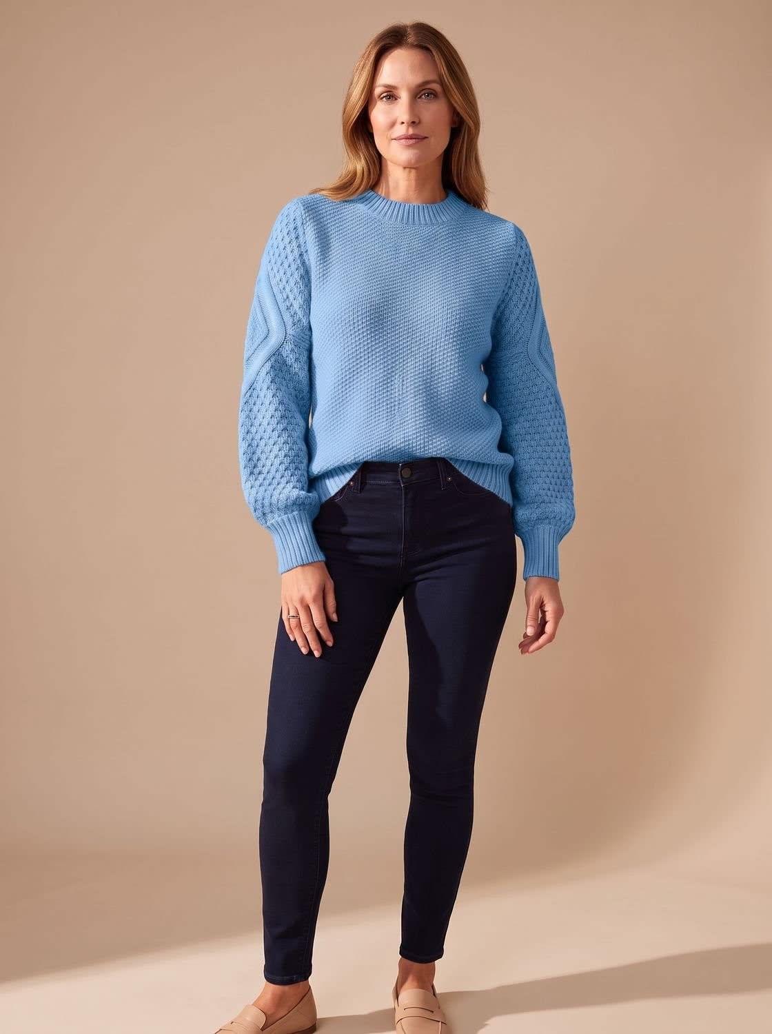 Women's Cable Knit Lantern Sleeve Sweater | Merecroft_10