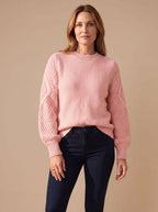 Women's Cable Knit Lantern Sleeve Sweater | Merecroft_2
