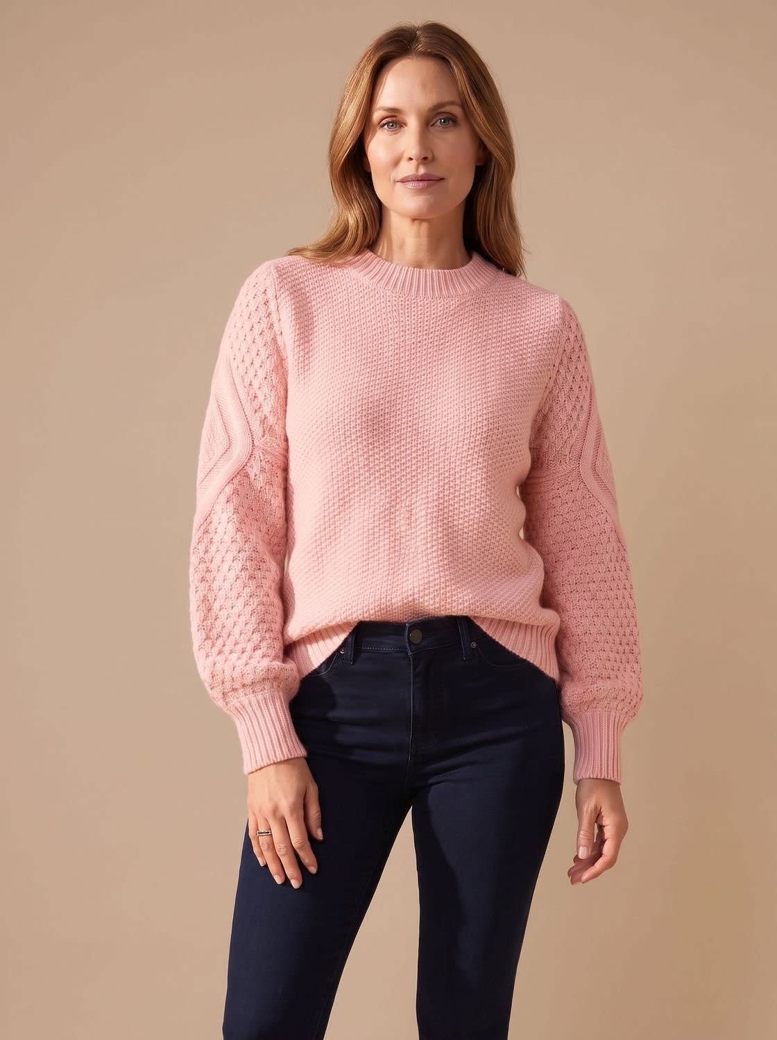 Women's Cable Knit Lantern Sleeve Sweater | Merecroft_2