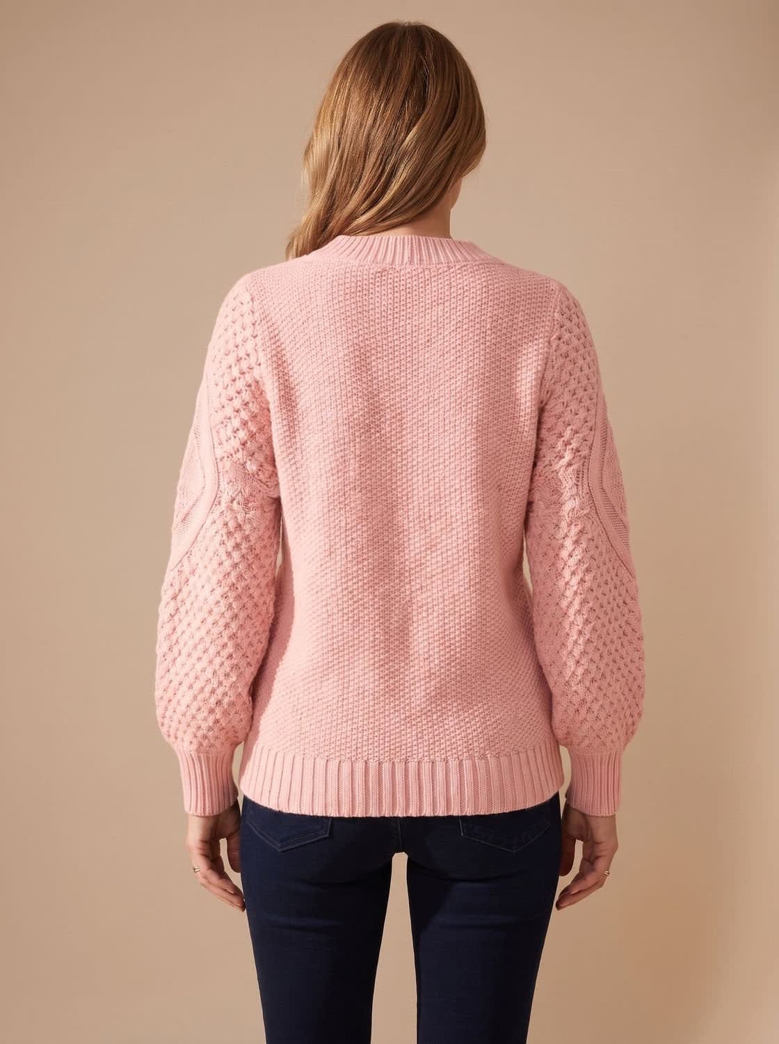 Women's Cable Knit Lantern Sleeve Sweater | Merecroft_4