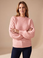 Women's Cable Knit Lantern Sleeve Sweater | Merecroft_5