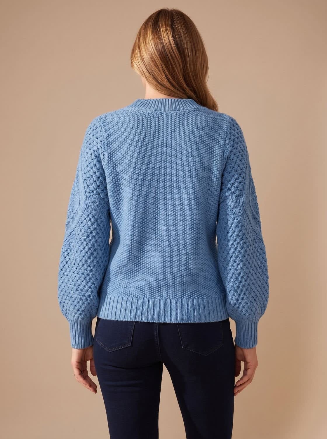Women's Cable Knit Lantern Sleeve Sweater | Merecroft_8