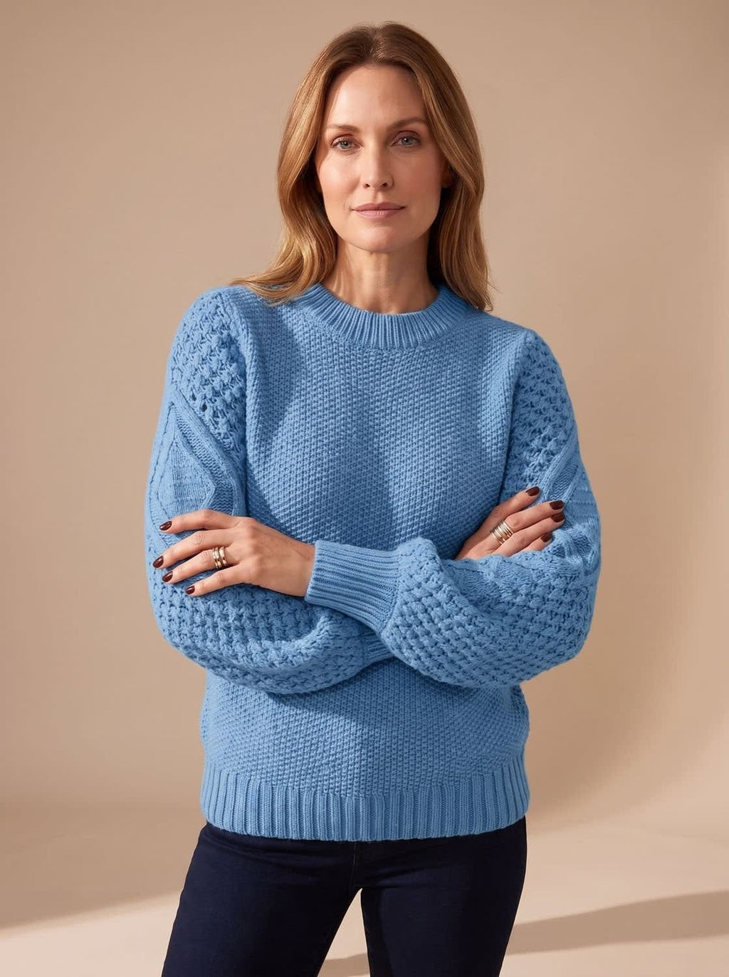Women's Cable Knit Lantern Sleeve Sweater | Merecroft_9